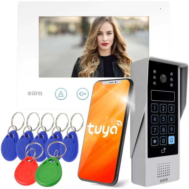Vaizdo domofonas Eura VDP-90A3 Delta White monitorius su Tuya suderinamumu