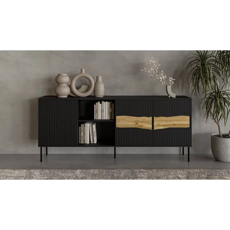 Cama INSERTO 3D1W komoda 190x40x80 juodas + LED