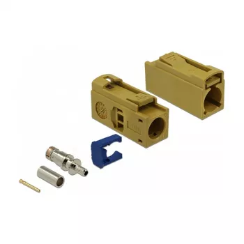 Koaksialinė jungtis DELOCK 89694 FAKRA K kištukas, paauksuoti kontaktai, 13,8×25×9,5 mm