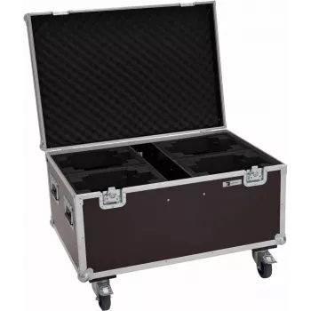 Flightcase Roadinger 4x LED TMH-X4 su ratukais — apsauginis transportavimo dėklas 4-iems TMH-X4 LED šviestuvams