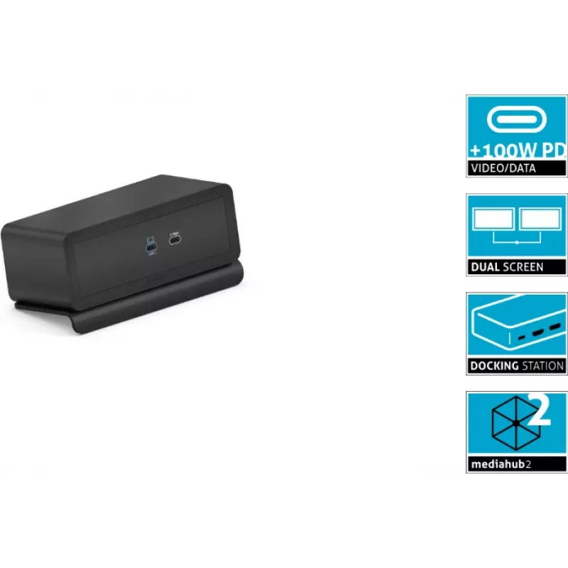 Dokų stotelė PureLink Mediahub2 USB-C (M2-ENC07-9940) – juoda, USB-C prieglobos jungtis