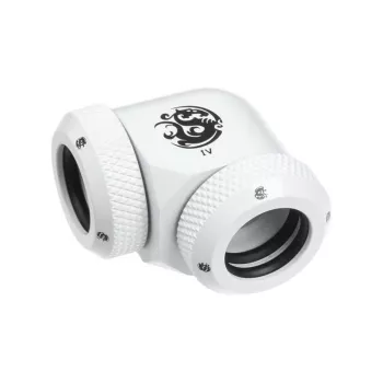 Adapter 90° BitsPower Multi-Link 2x 12mm AD jungtims — baltas (BP-DWE90DML)