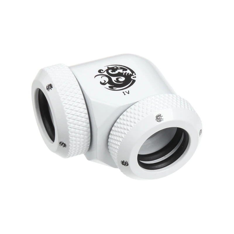 Adapter 90° BitsPower Multi-Link 2x 12mm AD jungtims — baltas (BP-DWE90DML)
