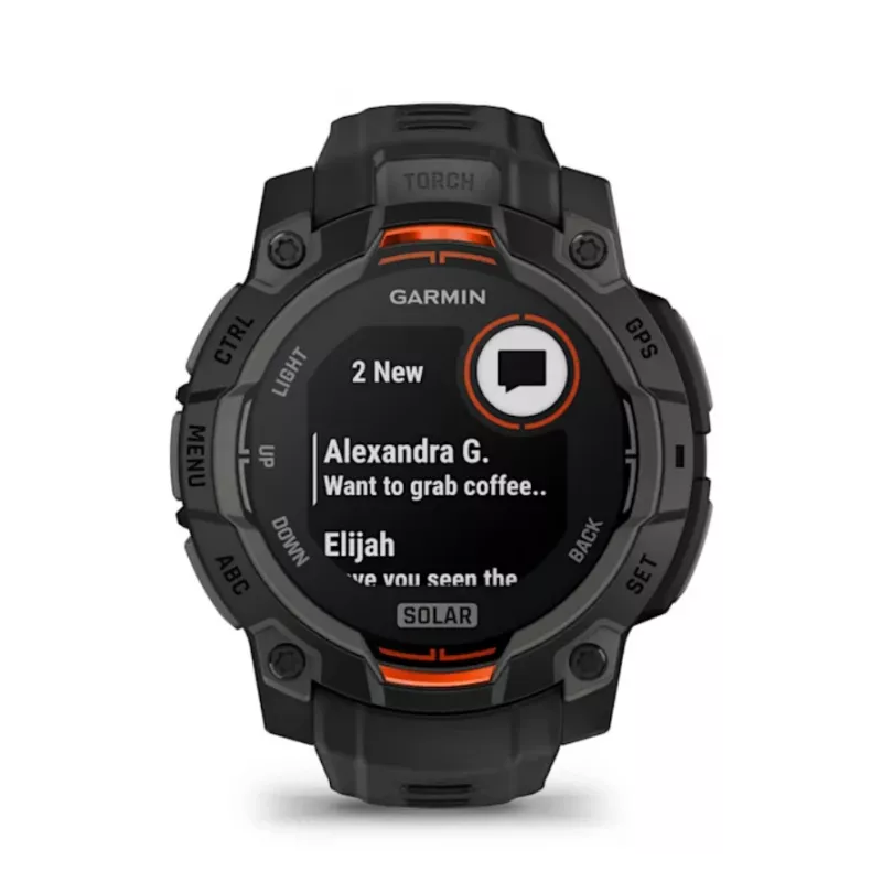 Garmin Instinct® 3 – 45 mm, saulės energija naudojantis laikrodis, juodas