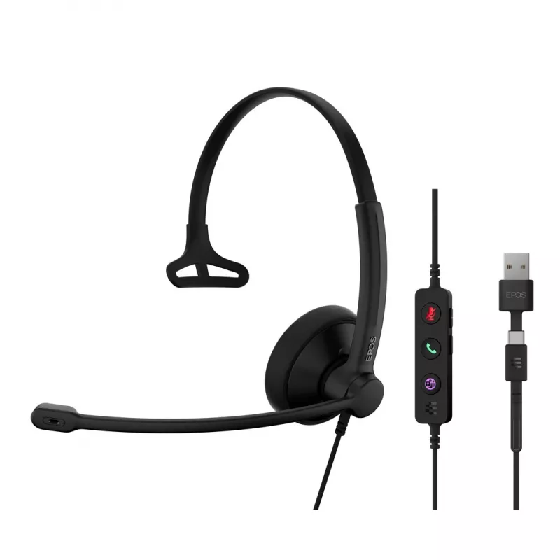 Ausinės EPOS IMPACT 100 MS Mono USB-C+A laidinės lengvos 51 g