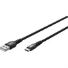 Goobay USB-C laidas Fabric Supersoft su metalinėmis jungtimis, 2 m, juodas (2m, USB 2.0, 60W), USB laidas