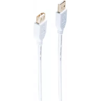 shiverpeaks ®-BASIC-S--USB ilginamasis kabelis, Type-A kištukas į Type-A lizdą, HIGH SPEED, paauksuoti kontaktai, USB 2.0, balta, 1,0 m (BS77120-W)