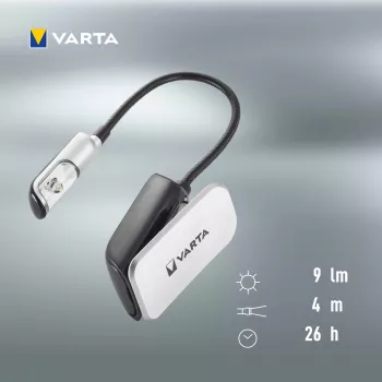 Varta 16618 - Clip Flashlight - juoda - sidabrinė - plastikinė - LED - 1 lempa - 9 lm