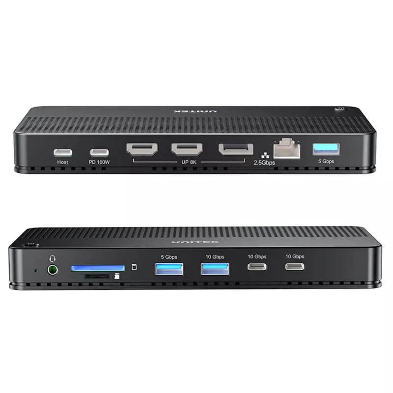Dokų stotelė UNITEK D1104A01 USB4 laidinė 100 W energijos tiekimas