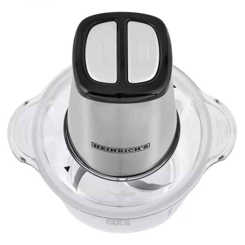 Elektrinis smulkintuvas HEINRICH'S HMZ 8850, 500 W, 2 l dubuo, 4 peiliai, polimeras, sidabrinis
