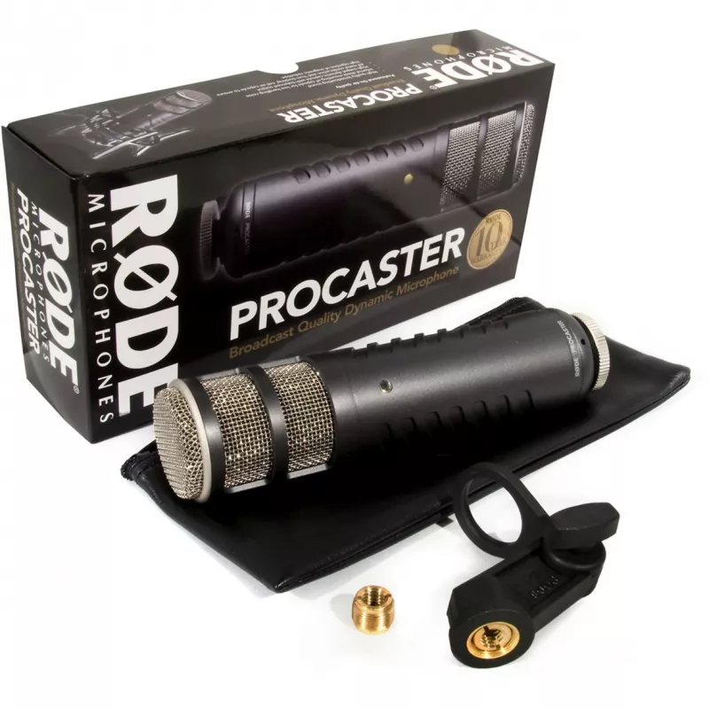 Studijinis dinaminis mikrofonas RØDE Procaster — laidinis, mini XLR (3 kontaktų), 75–18 000 Hz, 32 Ω, -56 dB, juodas, 695 g