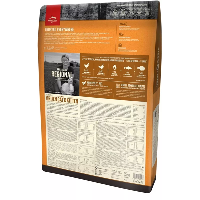 Orijen Cat & Kitten kačių sausas ėdalas Chicken, Fish, Turkey 340 g