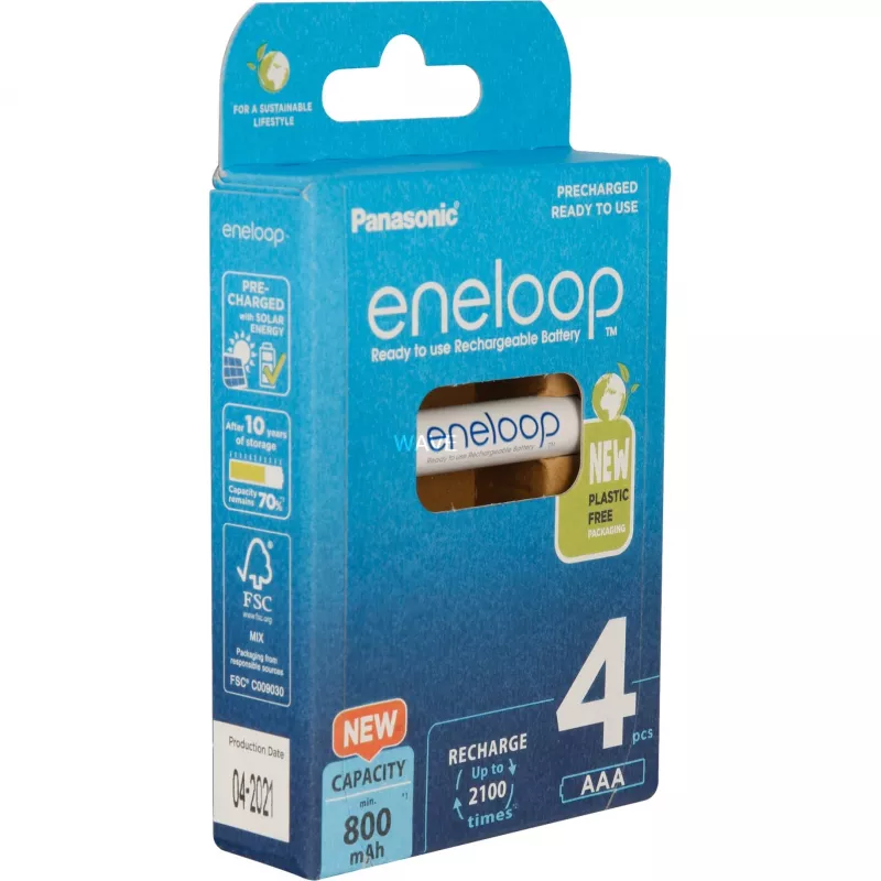 Įkraunamos baterijos PANASONIC ENELOOP AAA 800 mAh 4 vnt. (BK-4MCDE/4CP)
