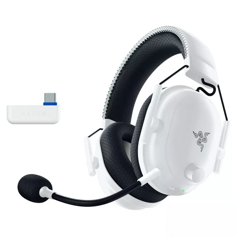 Razer BlackShark V2 Pro, skirta PlayStation, belaidė ausinė, lankeliu, žaidimams, USB Type-C, Bluetooth, balta