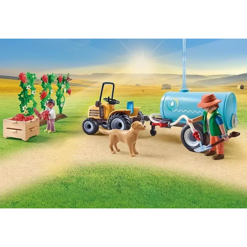 Playmobil 71442 Country: Traktorius su priekaba ir vandens cisterna Šviežias derlius ūkyje Mokymasis apie aplinką Smagus vaizduotės žaidimas