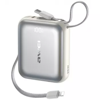 Išorinė baterija Awei AS-181 10000mAh 35W su integruotu kabeliu