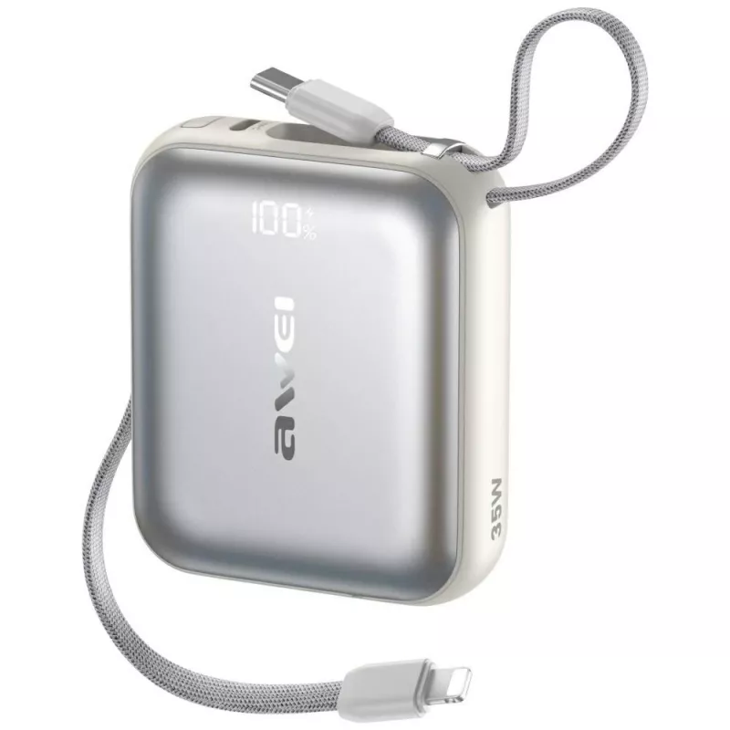 Išorinė baterija Awei AS-181 10000mAh 35W su integruotu kabeliu