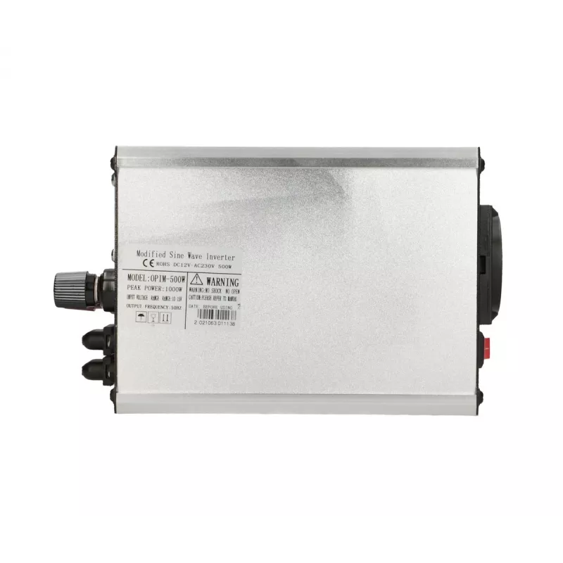 Automobilinis įtampos keitiklis Extralink OPIM-500W 12V, 500W modifikuota sinusinė banga, aliuminio korpusas, aktyvus aušinimas