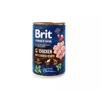 Šlapias šunų maistas Brit Premium by Nature vištiena ir širdelės, 400 g, be grūdų, suaugusiems šunims