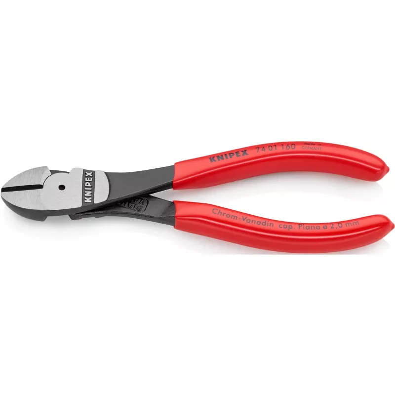 Įstrižinės replės Knipex 74 01 160, chromo-vanadžio plienas, plastikinė rankena
