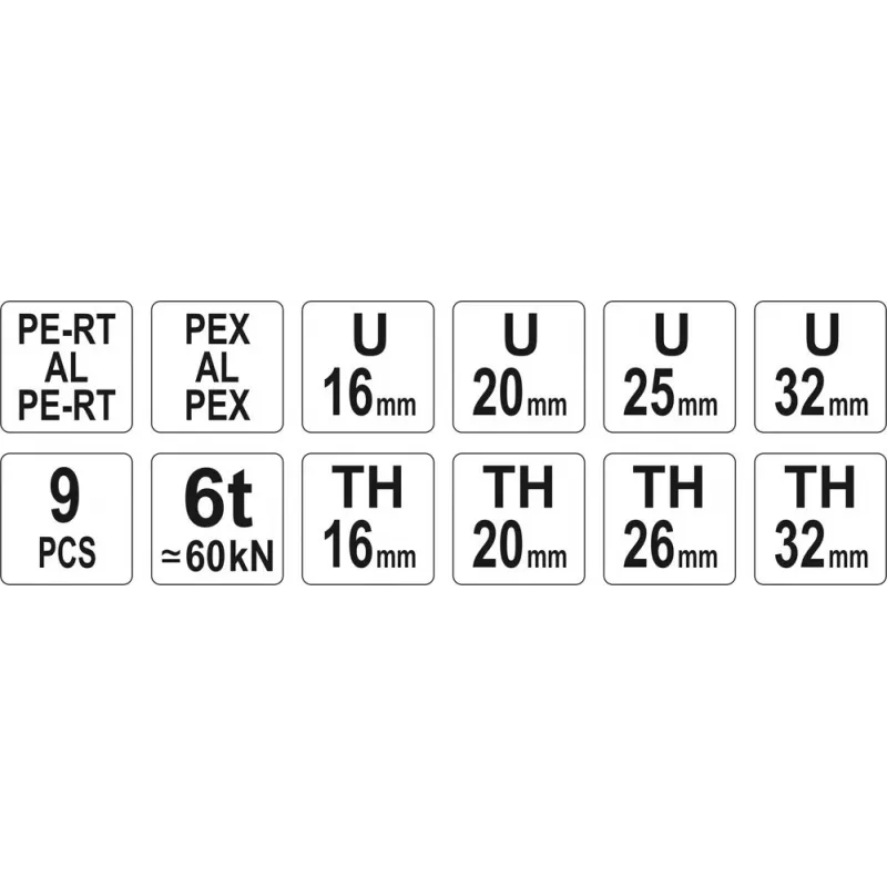 Yato PEX-AL-PEX presavimo rankinis presavimo įrankis su 8 antgaliais, rinkinys