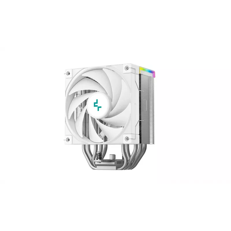 Oro aušintuvas DeepCool AK500S Digital SE — 5 šilumos vamzdeliai, 120 mm FDB ventiliatorius, PWM, daugia LED, baltas, palaiko Intel LGA1150 ir AMD lizdus
