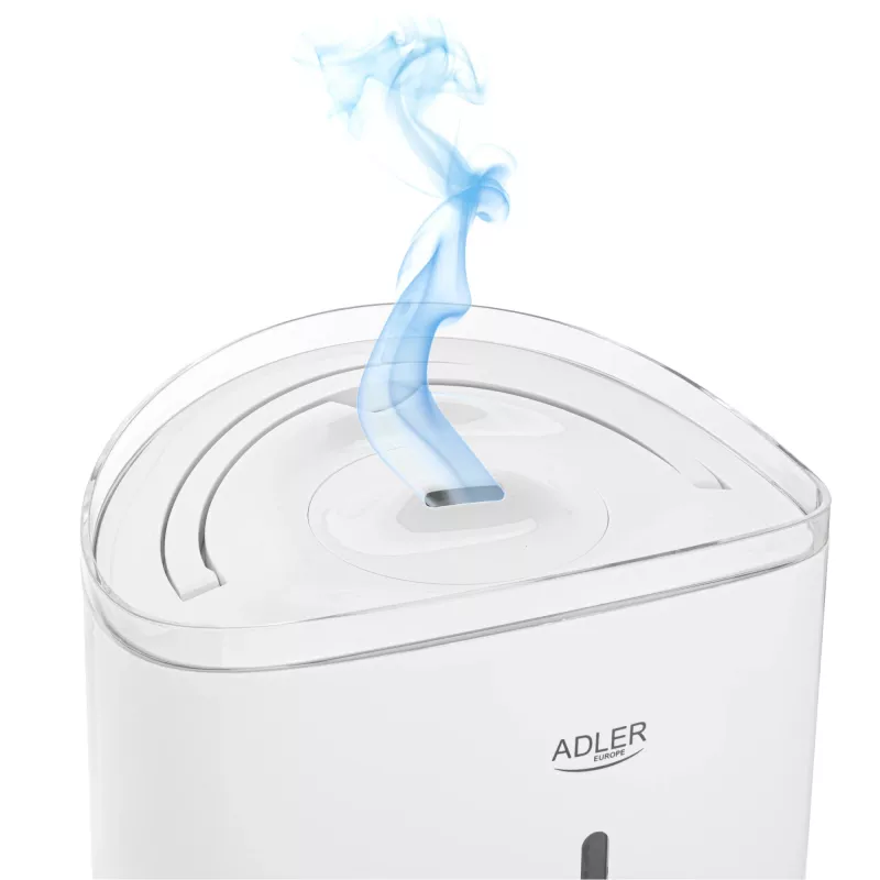 Adler drėkintuvas | AD 7971 | 30 W | Vandens talpa 5 L | Ultragarsinis | Drėkinimo galia 100-250 ml/val | Baltas