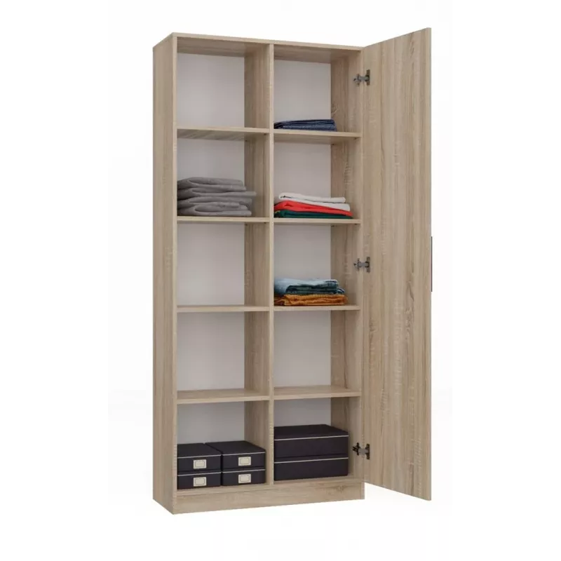Biuro knygų spinta Top e shop RD-80 SONOMA KPL, ąžuolo apdaila, 10 lentynų, 800×300×1820 mm, medžio drožlių plokštės korpusas