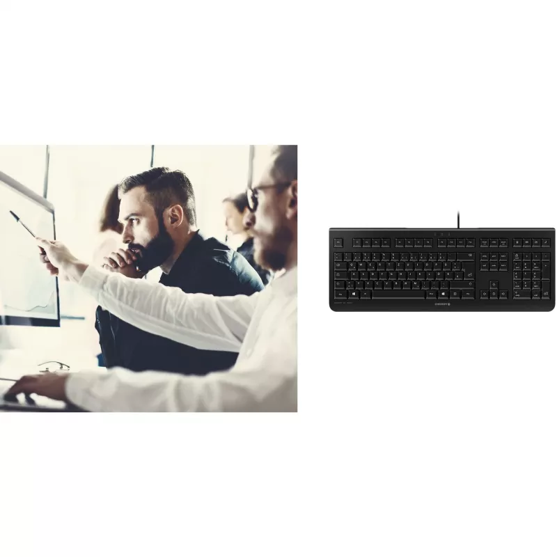 CHERRY KC 1000 klaviatūra, skirta biurui, USB, QWERTY, ispaniška, juoda