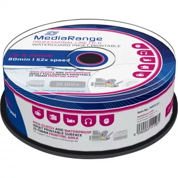 CD-R MediaRange MRPL512 700 MB 52x rašaliniam spausdinimui 25 vnt. ant velenėlio