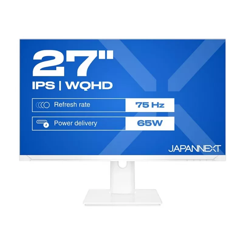 JAPANNEXT WQHD Monitorius 68,6 cm (27 inch) 2560x1440 pikselių, IPS skydelis, 8 ms, 75 Hz, AMD FreeSync, HDMI, DisplayPort (JN-IPS270WQHD75F-C65W-HSP-W)