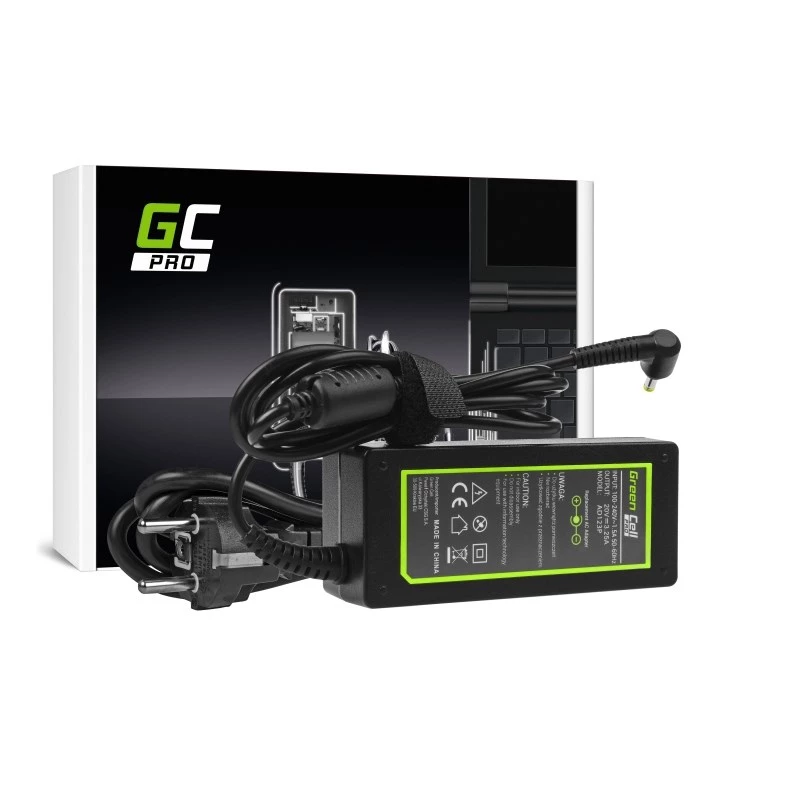 Maitinimo adapteris Green Cell AD123P 65 W 20 V 3,25 A, skirtas Lenovo, vidaus, juodas, 2 m laidas