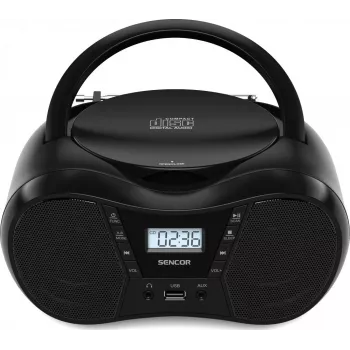 Boombox SENCOR SPT2300BK — CD grotuvas, MP3, USB, Bluetooth 5.1, FM, AUX, 4 W, baterija/AC