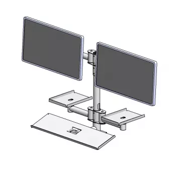 Prie sienos montuojamas stulpas su dviem tvirtinimo rankomis, ergonomic solutions, modelis EET063-02