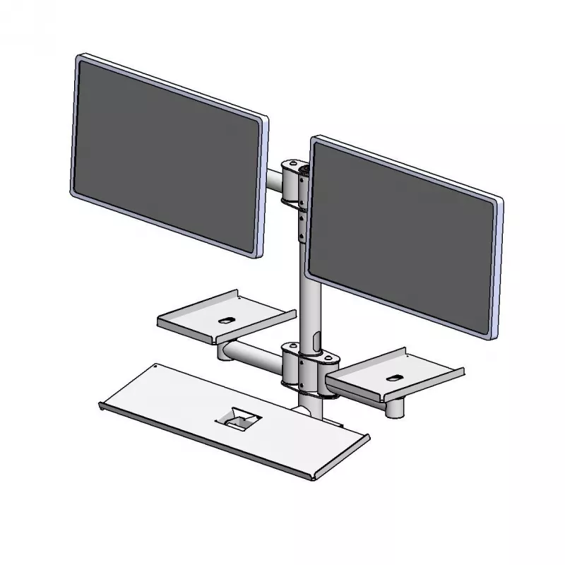 Prie sienos montuojamas stulpas su dviem tvirtinimo rankomis, ergonomic solutions, modelis EET063-02