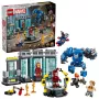 LEGO rinkinys „Marvel Iron Man's Laboratory Hall of Armor 76315“ — 384 detalės, 5 minifigūrėlės, ekspozicijos vieta