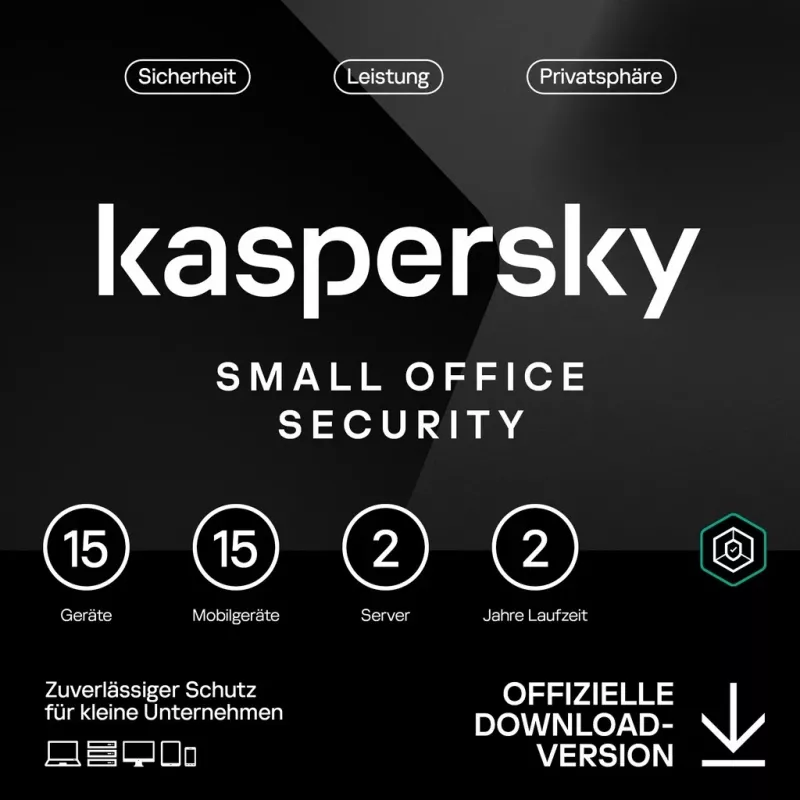Kaspersky Small Office Security [15 Devices - 2 Jahre] Base 15 Devices + 15 Mobile Devices + 2 File Servers - 2 Jahre