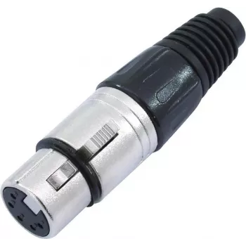 5 kontaktų XLR jungtis Omnitronic 30208425, juoda, 5 kontaktų lizdinė panelės / kabelio jungtis
