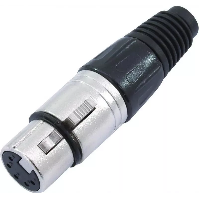 5 kontaktų XLR jungtis Omnitronic 30208425, juoda, 5 kontaktų lizdinė panelės / kabelio jungtis