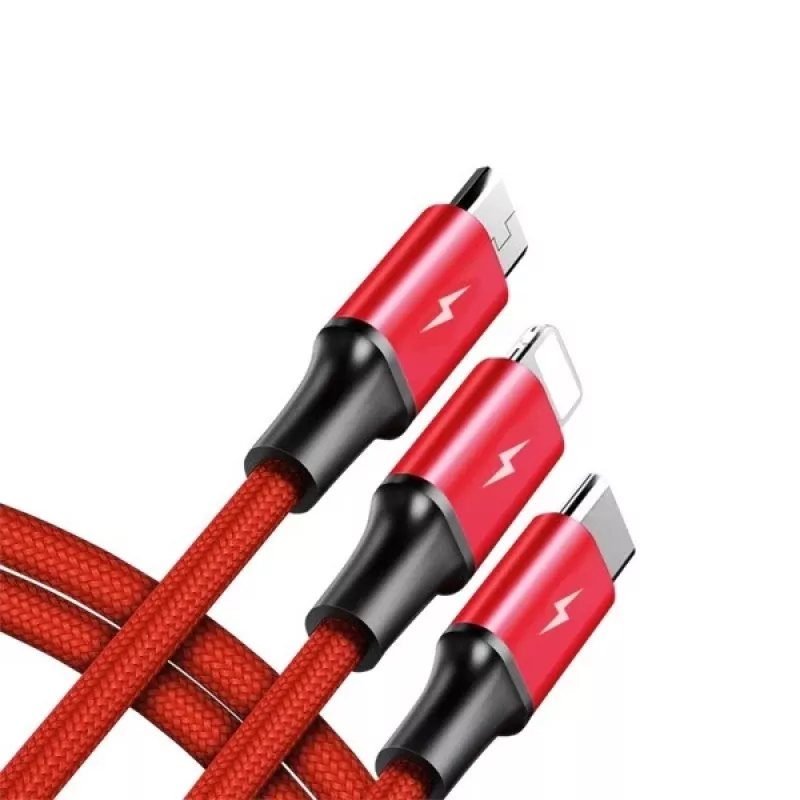 UNITEK C4049RD USB laidas 1,2 m USB A USB C/Micro-USB B/Lightning raudonas
