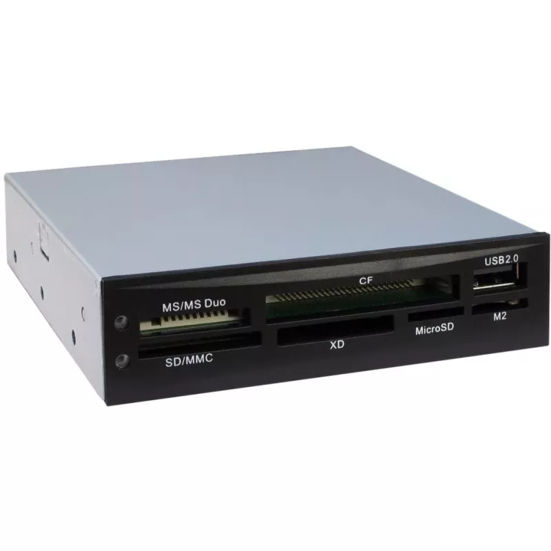 Inter-Tech Nitrox Multi Card Reader CI-02 - kortelių skaitytuvas - 8,9 cm (3.5 ) (CF I, CF II, MS, MS PRO, Microdrive, MMC, SD, MS Duo, xD, MS PRO Duo, TransFlash, microSD, SDHC, MS Micro)