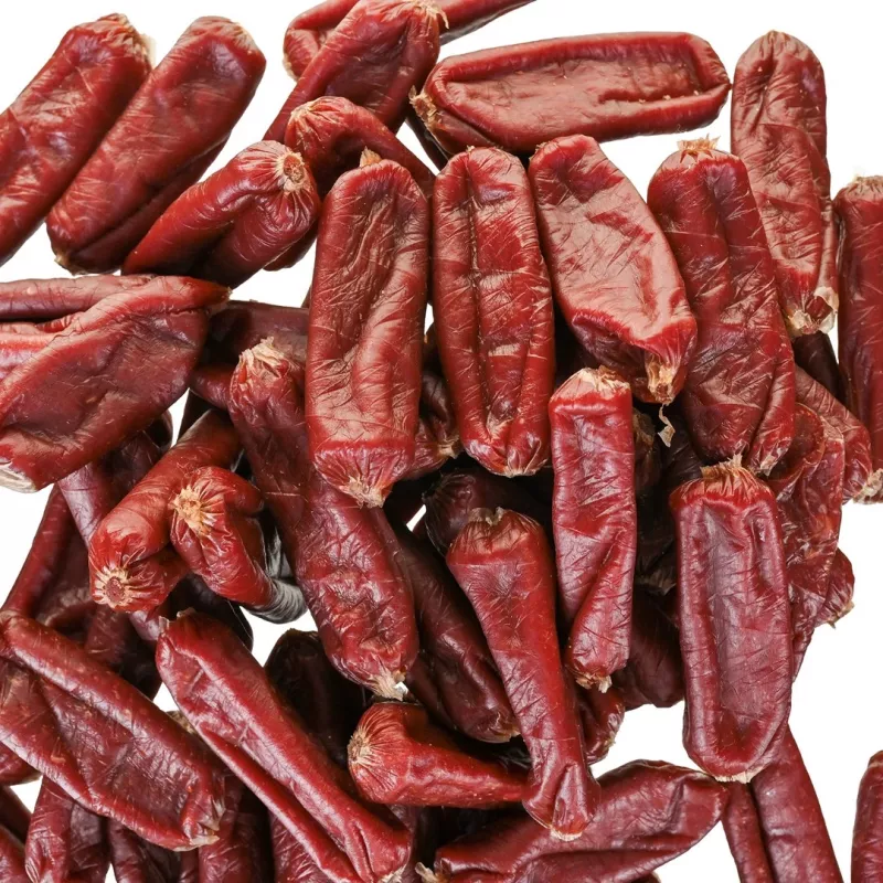 Šunų skanėstai PETITTO minkštos jautienos dešrelės 500 g — minkšti dresūros užkandžiai, 33 % baltymų, 4 % riebalų, be glitimo ir cukraus