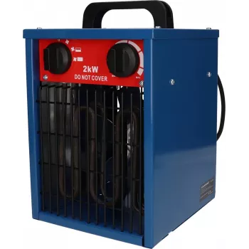 Elektrinis ventiliatoriaus šildytuvas BLAUPUNKT EH7010 — 2000 W, nerūdijantis plienas elementas, IPX4, grindų naudojimas, iki 22 m², juoda/mėlyna/raudona