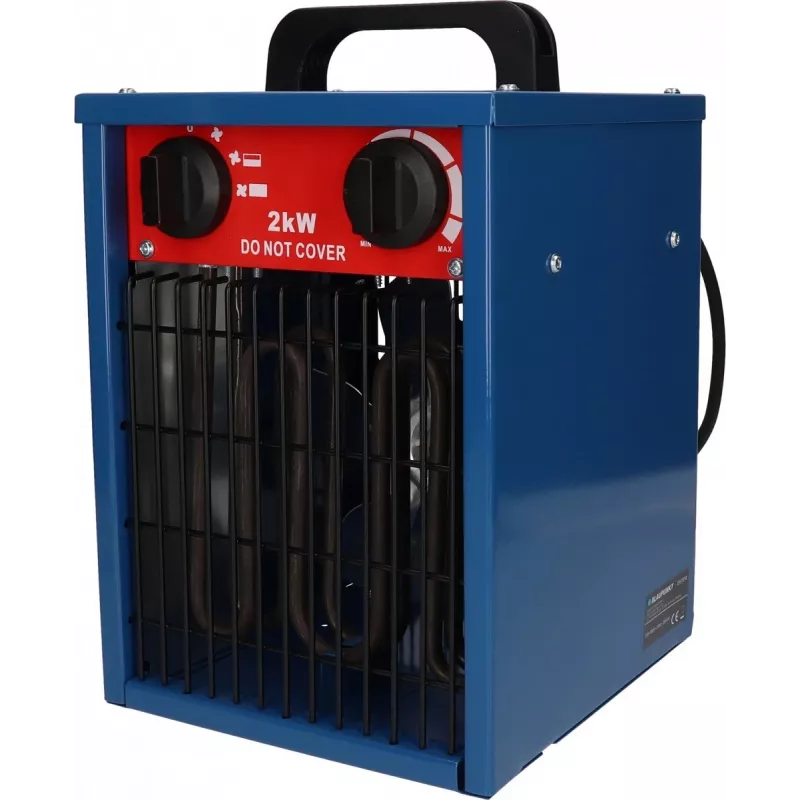 Elektrinis ventiliatoriaus šildytuvas BLAUPUNKT EH7010 — 2000 W, nerūdijantis plienas elementas, IPX4, grindų naudojimas, iki 22 m², juoda/mėlyna/raudona