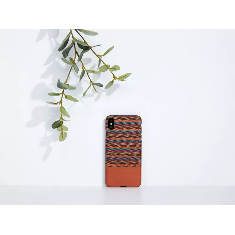 man and wood telefono dėklas, skirtas iPhone X/XS — rudas languotas raštas su juodais akcentais