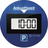 Elektroninis parkavimo diskas Needit Park Lite One — mėlynas, ABS/PMMA, CR‑2450 3 V, 100×100×18 mm