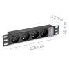 Qoltec aliumininis PDU 10'' stelui | 1U | 16A | 4xPRANCŪZIŠKI | 1,8 m