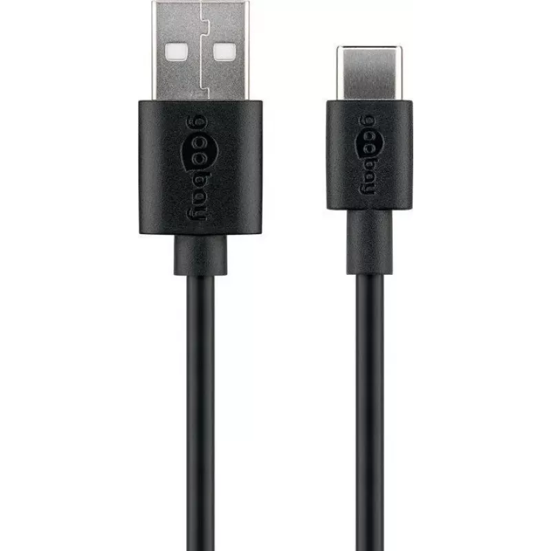Wentronic Goobay - USB laidas - USB (M) į USB-C (M) - USB2.0 - 3 A - 2,0 m - Juoda (59122)