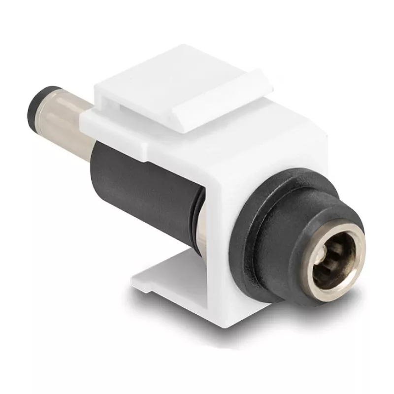 DeLOCK Keystone modulis DC 5.5 x 2.5 mm lizdas → DC 5.5 x 2.1 mm kištukas, baltas