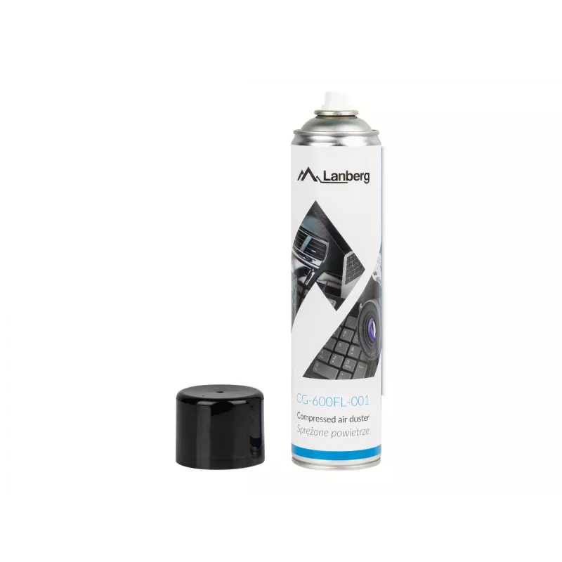 Suslėgto oro dulkių valytuvas LANBERG CG-600FL-001 — 600 ml, skirtas PC valymui, juoda/mėlyna/balta